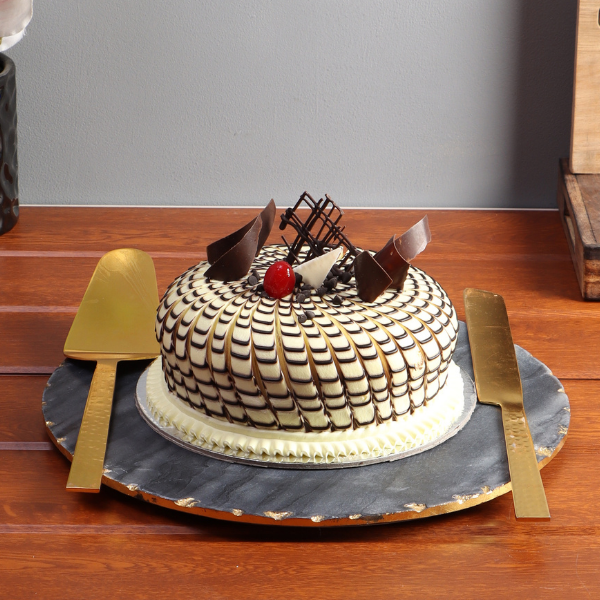 NikkisPride  Marble Platter With Gold Foil Work With Metal Cutlery Pieces Set of 3